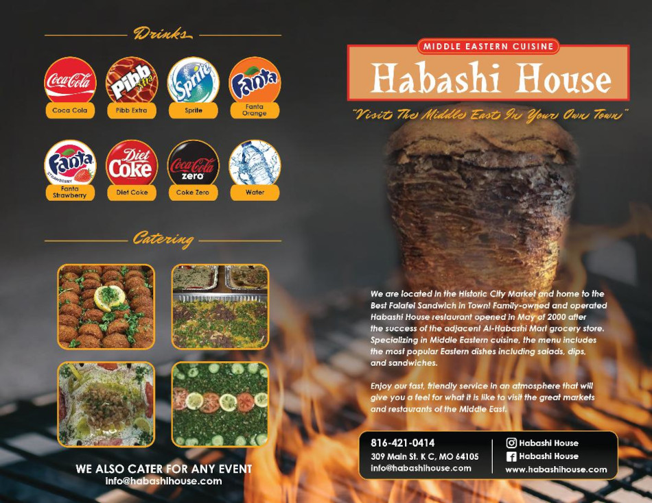 A graphic list of each drink option offered at the Habashi House